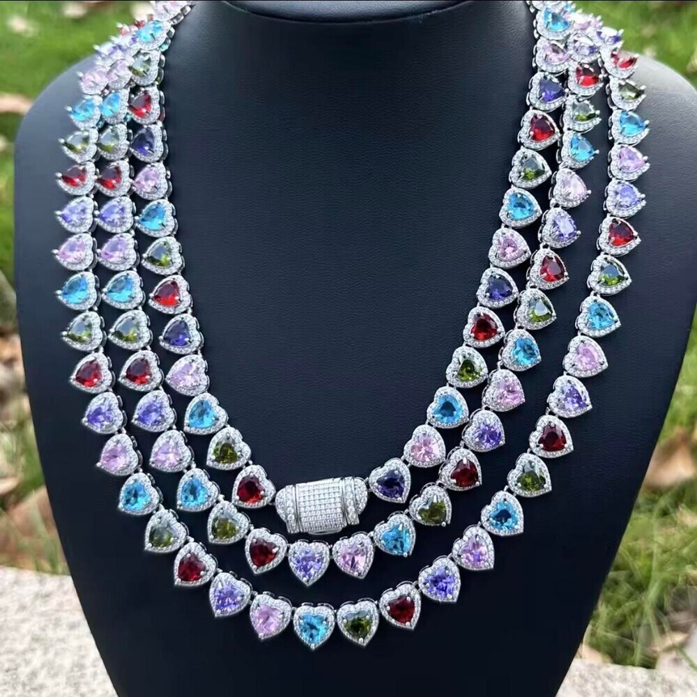 Multi Colored Heart Shaped Necklace 16inch